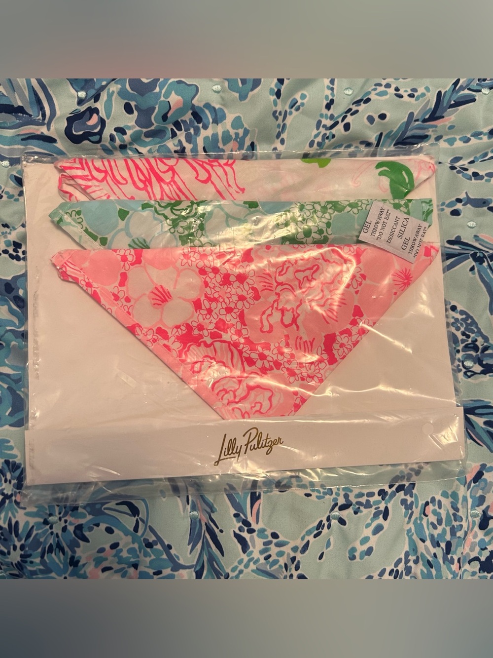 Lilly Pulitzer Set of 3 Hair Scarves Burst of Joy Floral Prints New in Package